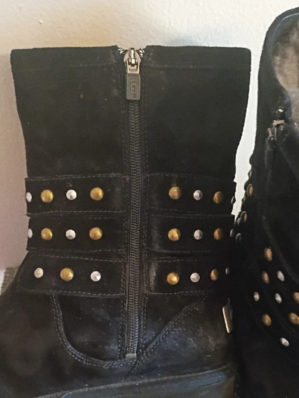UGG  Clovis Black Studded Women's Shearling-Lined Boots Size 8